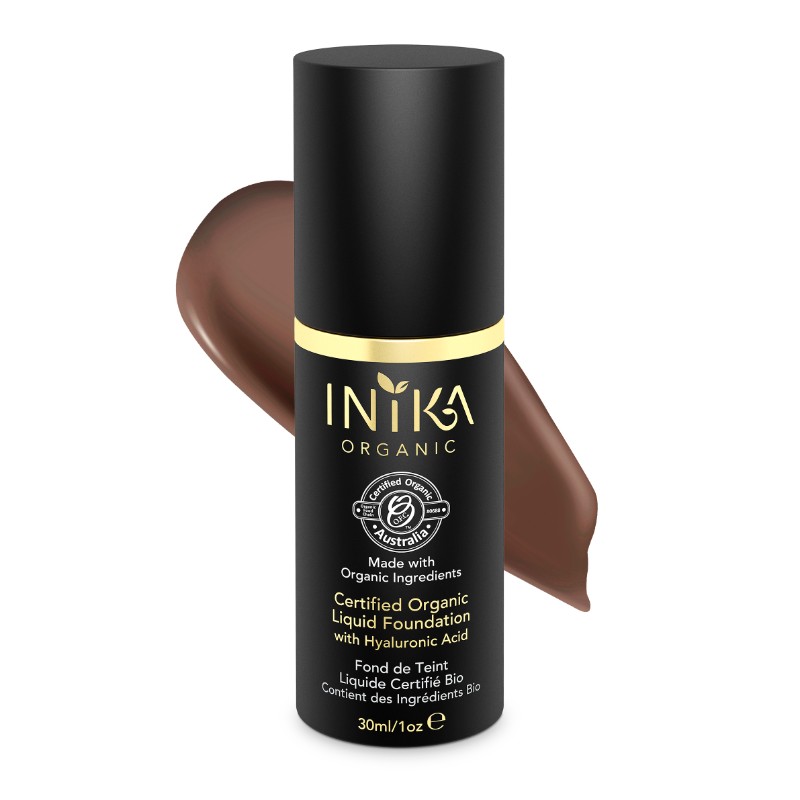 INIKA Certified Organic Liquid Foundation Cocoa 30ml With Product